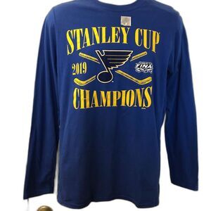 St. Louis Blues Stanley Cup Champions 2019 Fanatics Blue NWT LS T-Shirt NHL